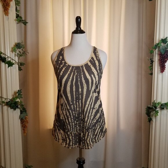 No Bounderies Tops - No Bounderies brown and tan zebra striped t back size XL